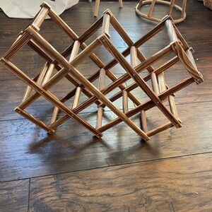 Expandable Wooden Wine Rack MCM style- Brown